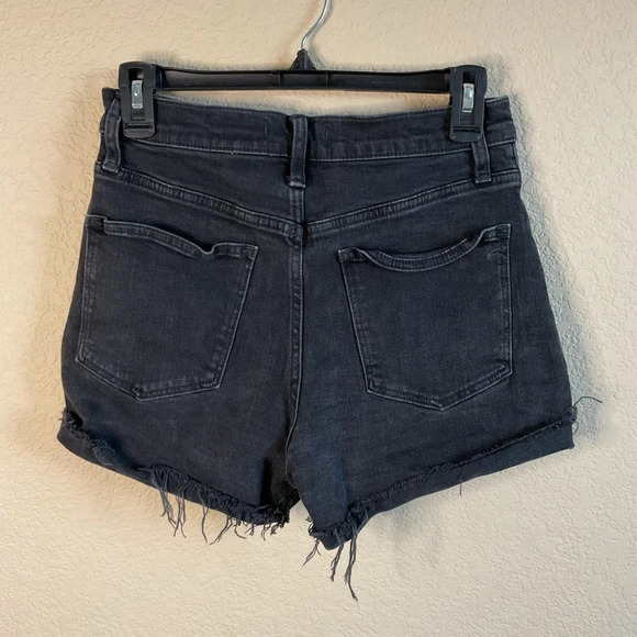 Madewell Womens 26 Black High Rise Cut Off Denim Shorts Distressed - Picture 2 of 7